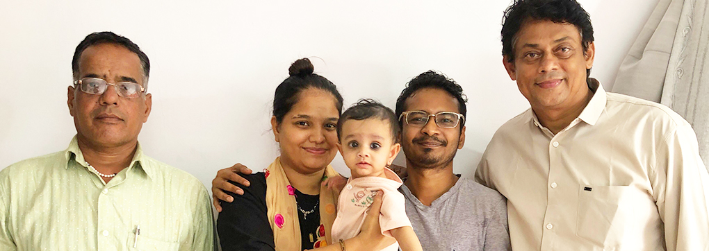 A happy family after using mySunar's ear piercing service.