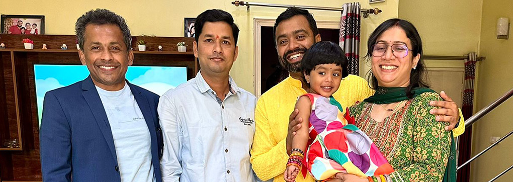 A happy family after using mySunar's ear piercing service.