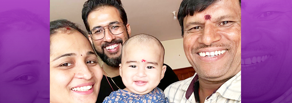 A happy family after using mySunar's ear piercing service in Bangalore